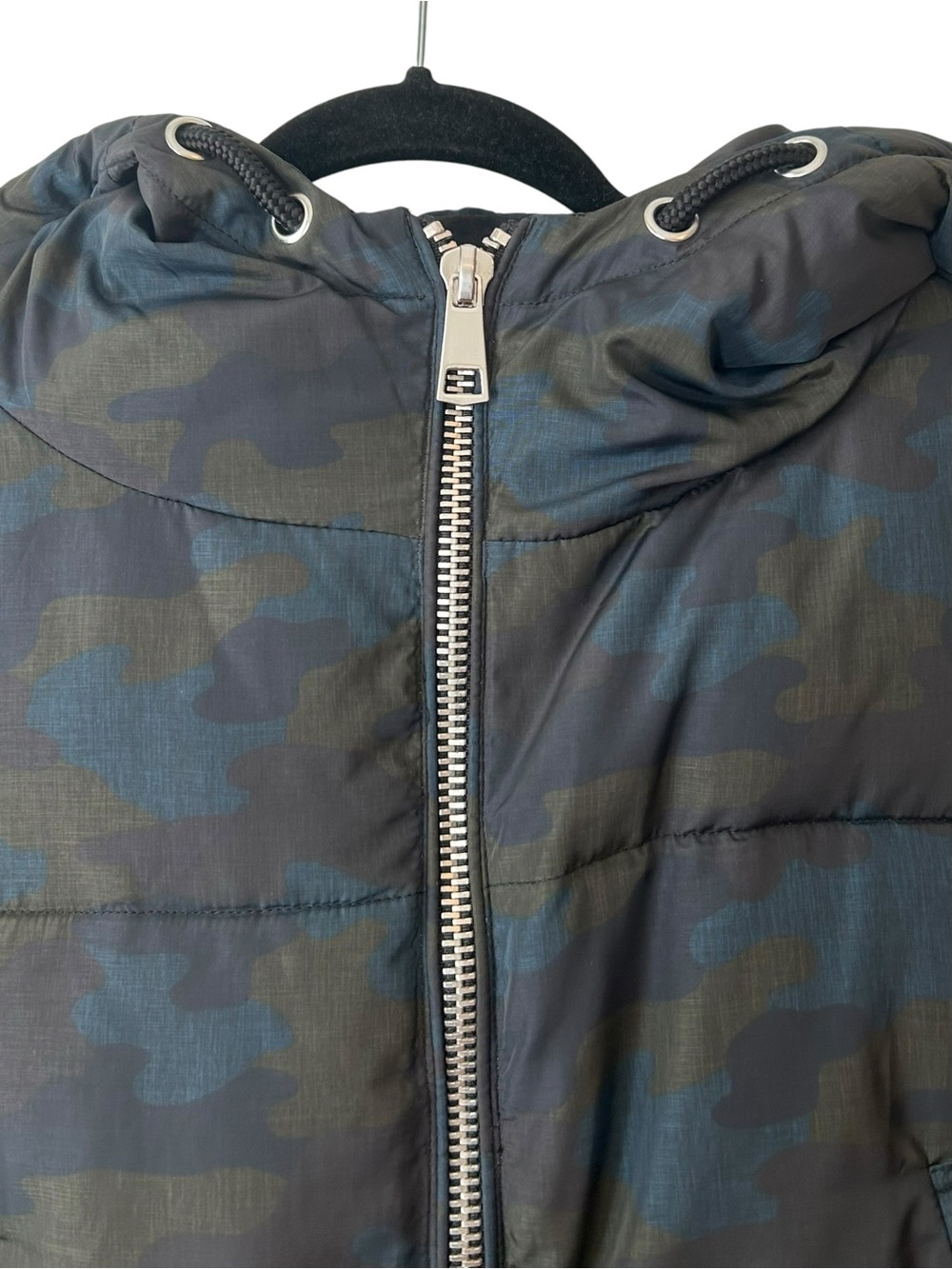 Zara Basic Outerwear Camouflage Puffer Jacket Women’s SZ M in Blue Green Black - Picture 5 of 11